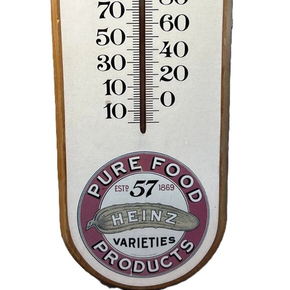 Vtg Heinz Tomato Soup Thermometer Wooden Sign By Crisloid RI 57 Varieties Pure F - Picture 2 of 5